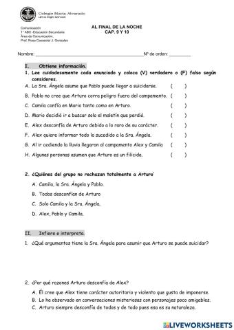 Al final de la noche (9-10)