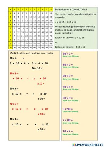 CHILL5 Multiplication Multiplying by Multiples of 10 Set 4