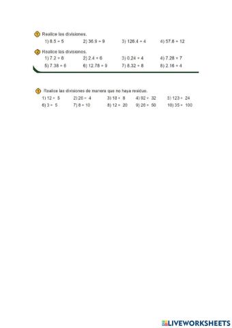 División de decimales