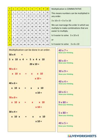 CHILL5 Multiplication Multiplying by Multiples of 10 Set 5