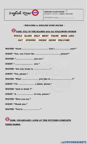 AT THE RESTAURANT EnglishZoneRocks