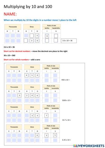 CHILL5 Multiplication and Division by Multiples of 10 Set4
