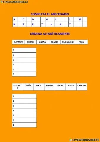 Ordena alfabeticamente