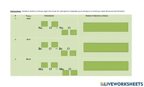 Óxidos - Actividad individual