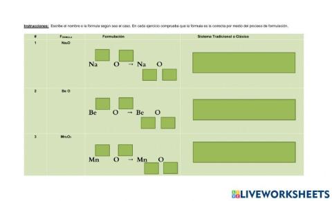 Óxidos - Actividad individual