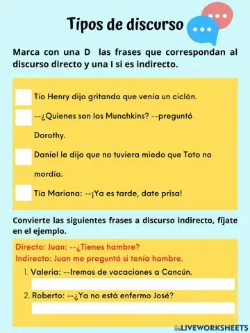 Discurso directo e indirecto.