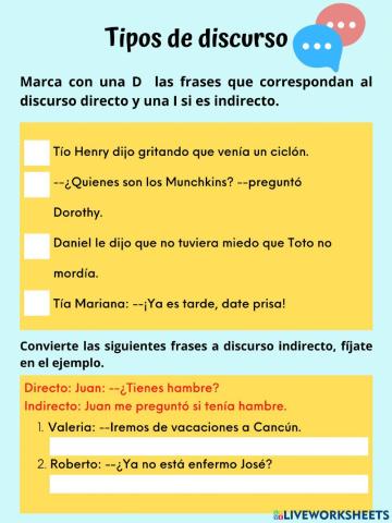 Discurso directo e indirecto.