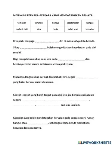 MIB Tahun 3 Menjauhi perkara-perkara yang mendatangkan bahaya