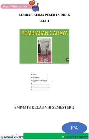 Praktikum Pembiasan Cahaya