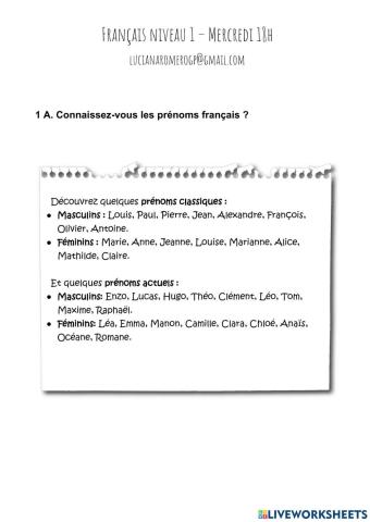 Noms et prenoms francais