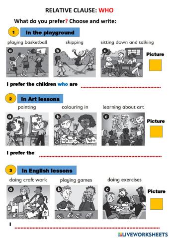 Relative clause: Who