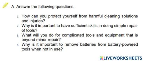 Maintain Hand Tools, Equipment, and  Paraphernalia (MT)  2