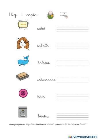 Copiar paraules amb b-v.