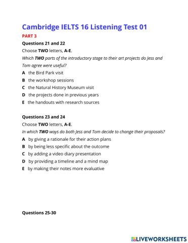 CAM 16 Listening Test 1 section 3&4