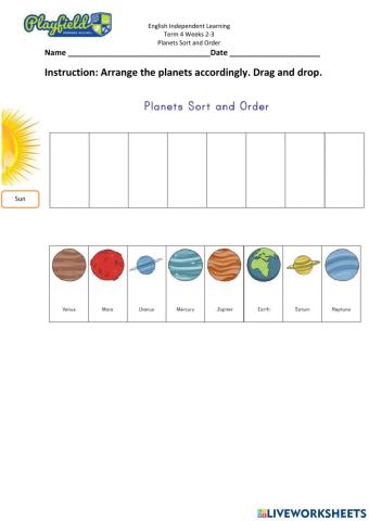Planets Worksheet