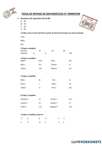 Repaso 2º trimestre Matematicas