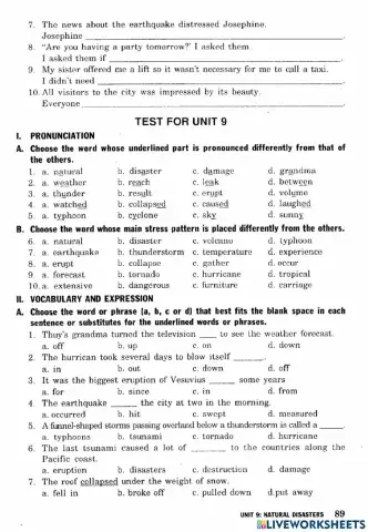 Test for unit 9