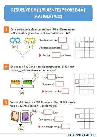 Problemas matemáticos Suma y Resta