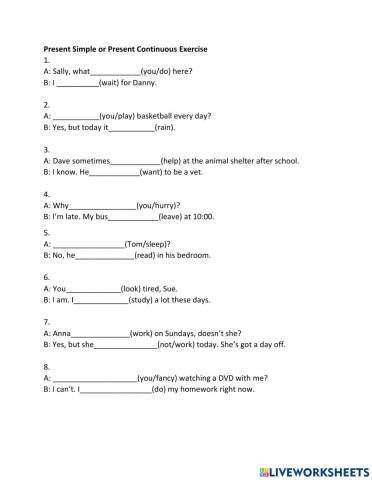 Present Simple VS Present Continuous