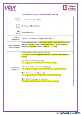 Müzik-2.Sınıf-25-29 Nisan