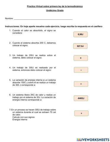 Variacion de energia interna