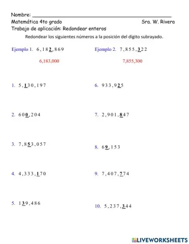 Redondeo números enteros