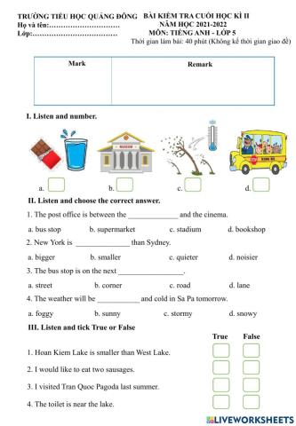 Grade 5 test 1