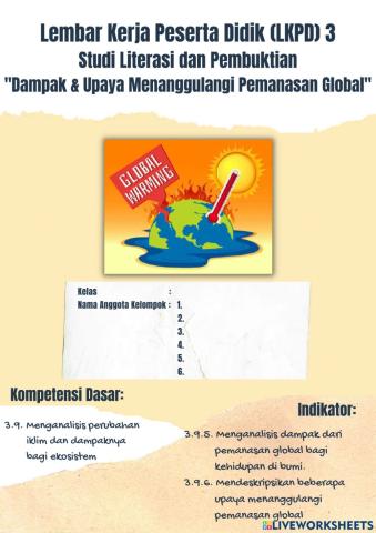 LKPD 3 - Studi Literasi & Pembuktian -Dampak & Upaya Menanggulangi Pemanasan Global