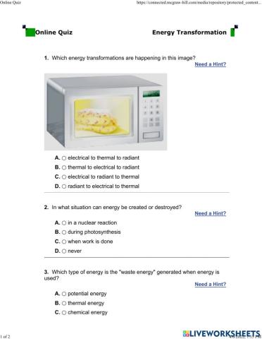 Energy transformation
