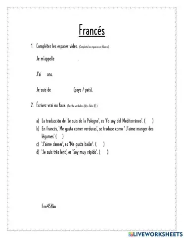 Práctica de Francés