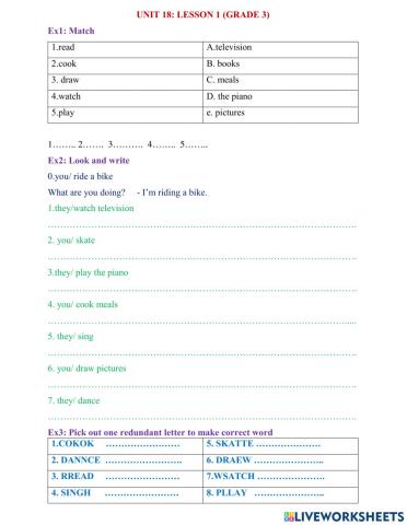 Unit 18: Lesson 1 (Grade 3)