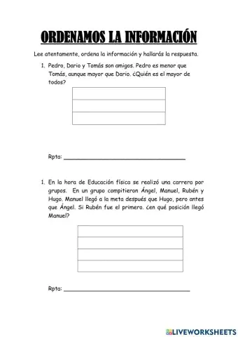 Orden de información