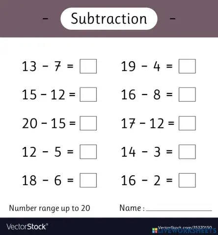 Subtraction to 20