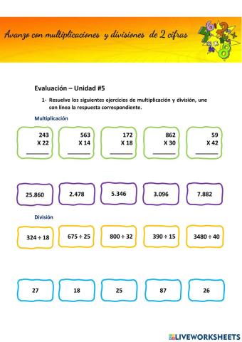 Multiplicaciones y divisiones de dos cifras