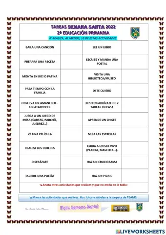 Tareas Semana Santa 2022