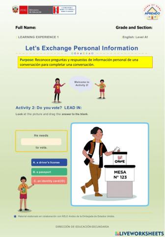Let-s exchange personal information- Activity 2