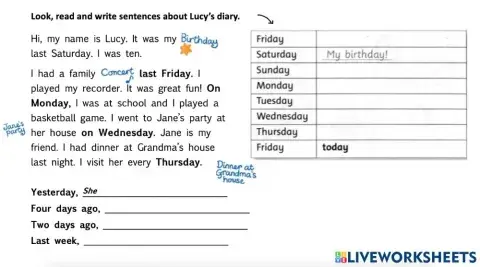 Time markers: Past Simple