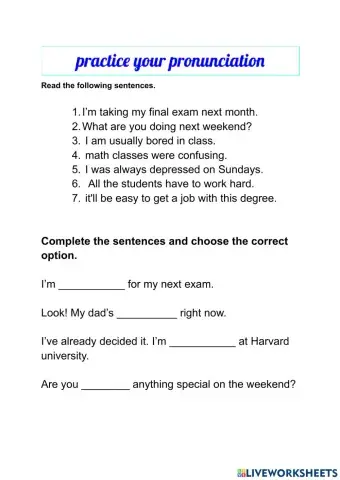 Present continuous and going to