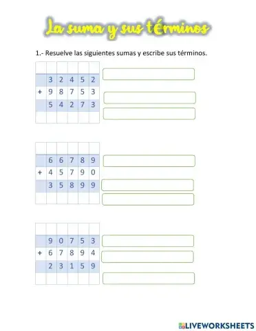 La suma y sus terminos