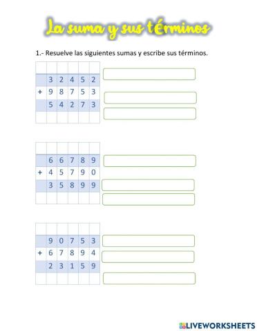 La suma y sus terminos