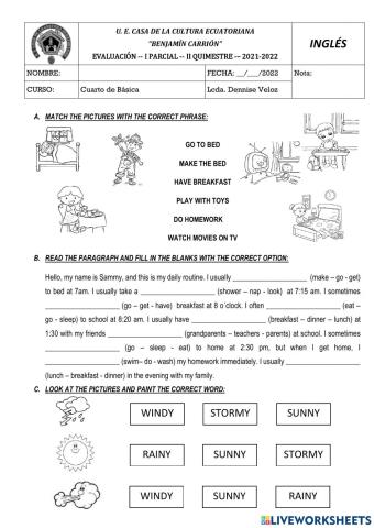 Englis test 4th basic