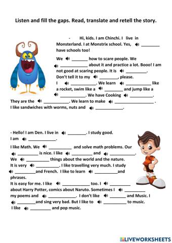 School subjects and activities