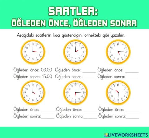 Saatler: Öğleden Önce, Öğleden Sonra