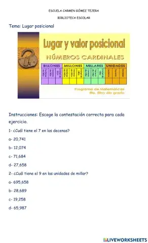 Identificar el lugar posicional