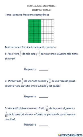 Suma de fracciones homogéneas