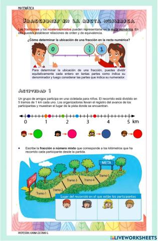 Fracciones en la recta numérica