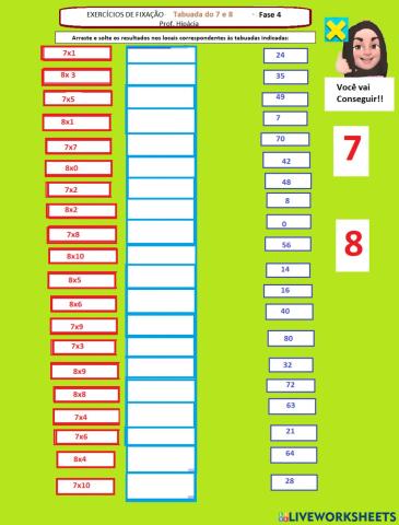 Tabuada do 7 e 8