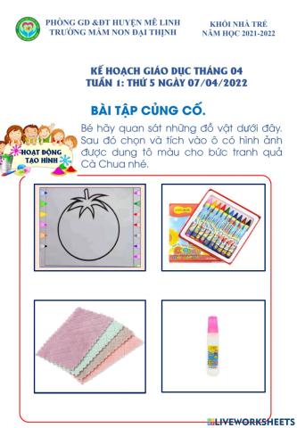 Tô màu quả cà chua online exercise for | Live Worksheets