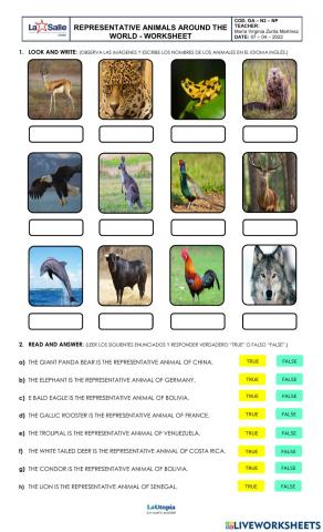 Representative animals around the world