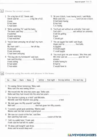 Destination B1- U31-Reported speech-page (131 132)